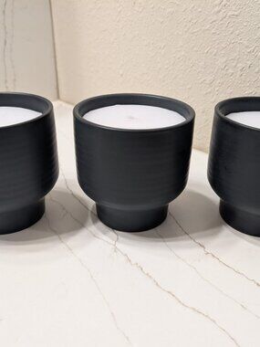 Threshold Lot of 3 Pottery Candles Dark Gray / Black for Outdoor Use Only